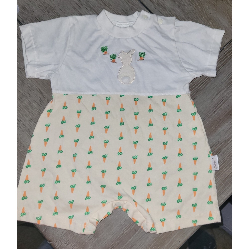 Yedid Bunny Romper Carrot Print Easter Outfit Short Sleeve 9M‎